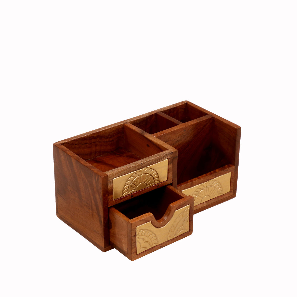 Lennox Solid Wood Brass Detail Desk Organizer - product image 3