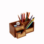 Lennox Solid Wood Brass Detail Desk Organizer - product image 1