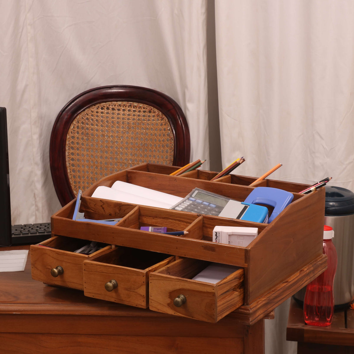 Orson Solid Wood 11 Slot Desk Organizer - Natural - product image 1