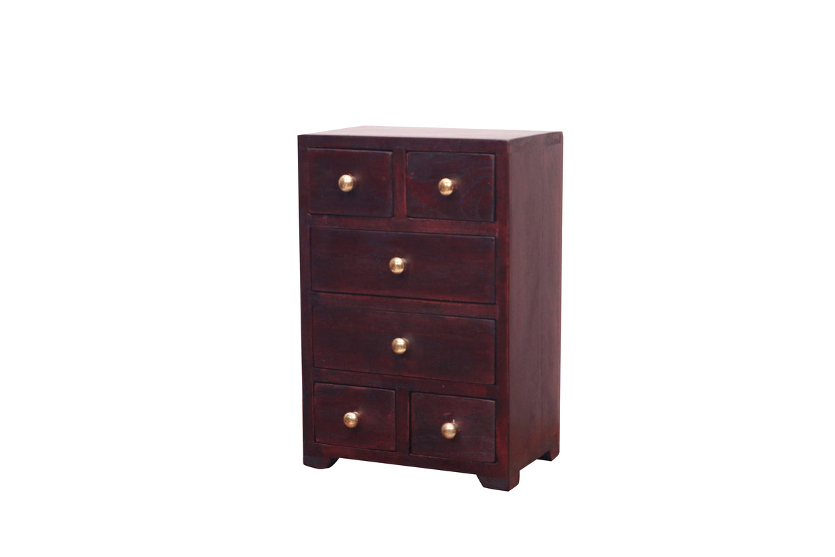 Milo Solid Wood 6 Drawer Desk Chest - Russet - product image 1