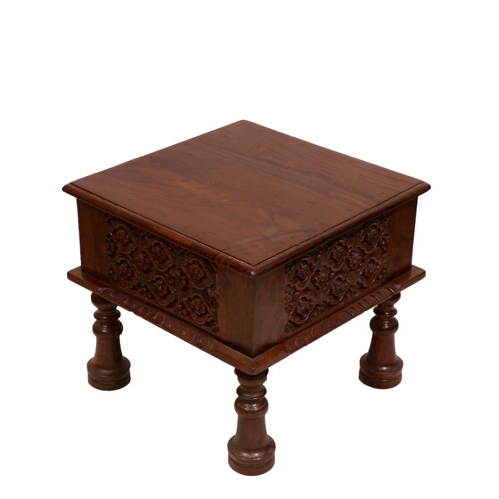 Sora Carved Rustic Side Table — view 1