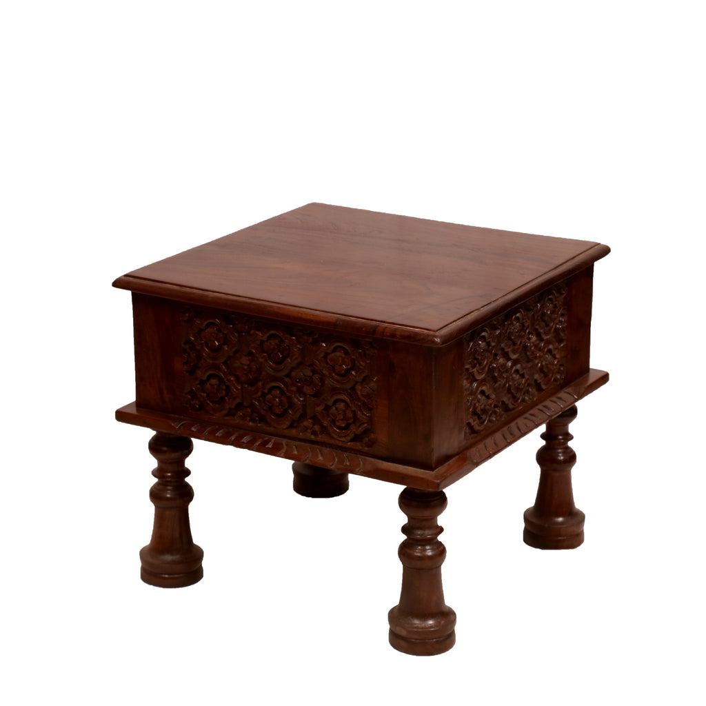 Sora Carved Rustic Side Table — view 3