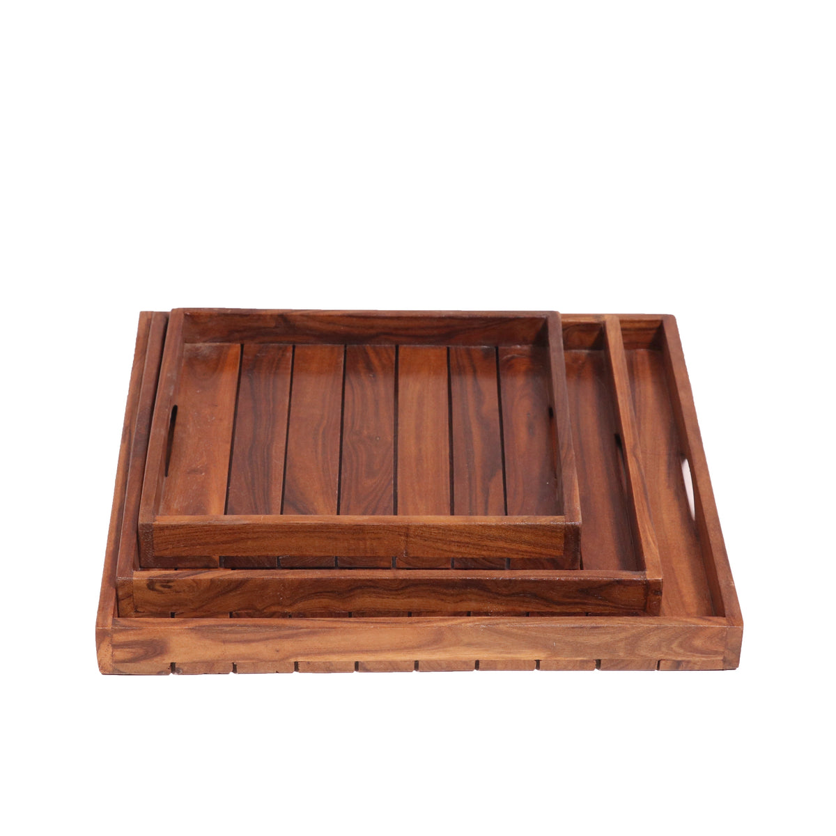 Calla Slatted Serving Tray — Set of 3 — view 2