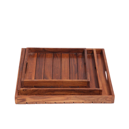 Calla Slatted Serving Tray — Set of 3 — view 2