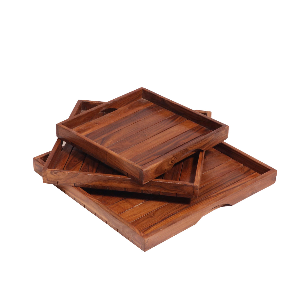 Calla Slatted Serving Tray — Set of 3 — view 1