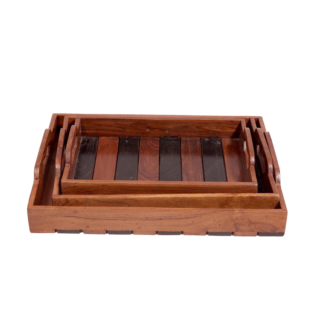 Calista Slatted Serving Tray — Set of 3 — view 2