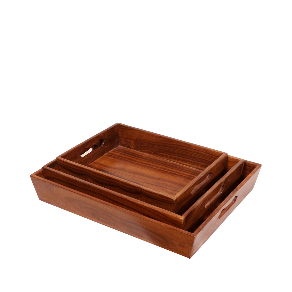 Briar Solid Wood Serving Tray — Set of 3 — view 2