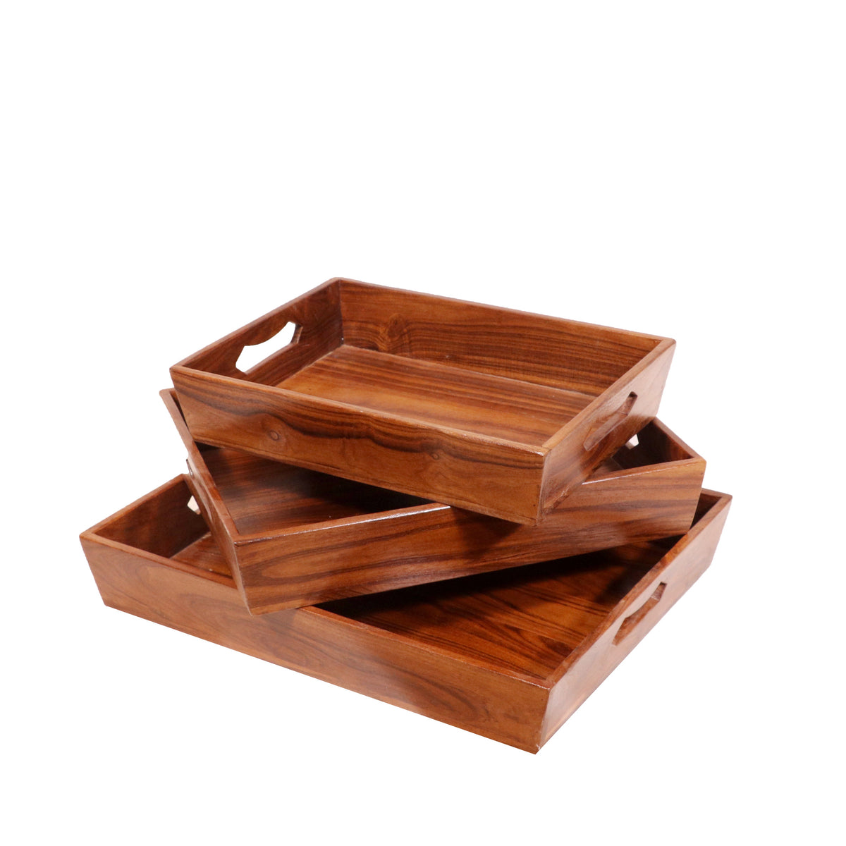Briar Solid Wood Serving Tray — Set of 3 — view 1