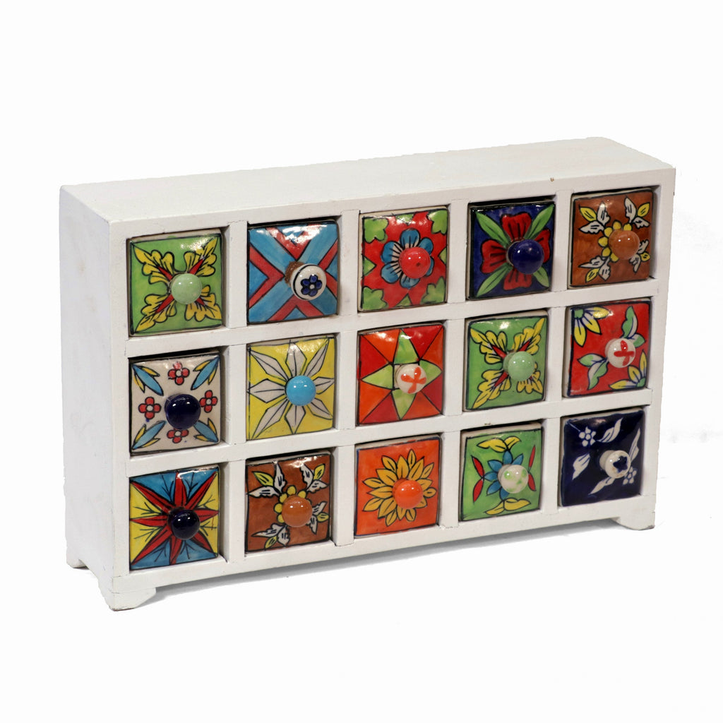 Mira 15 Drawer Ceramic Chest - White - product image 2