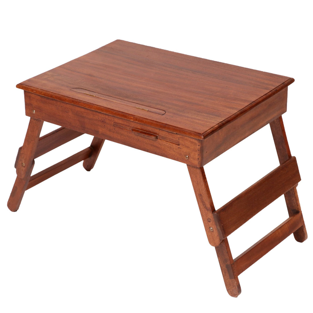 Wooden Lapdesk with Multi level leg folding with tray & Tilt Top Lapdesk