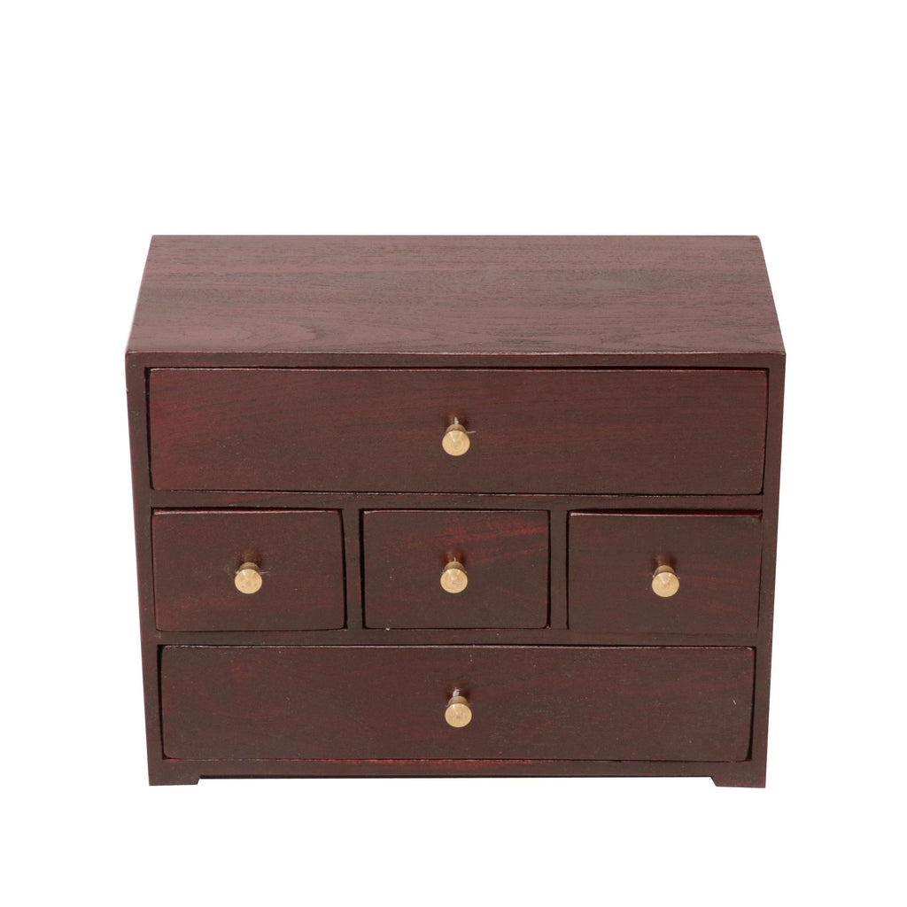 Luca Solid Wood 5 Drawer Desk Chest - Russet - product image 4
