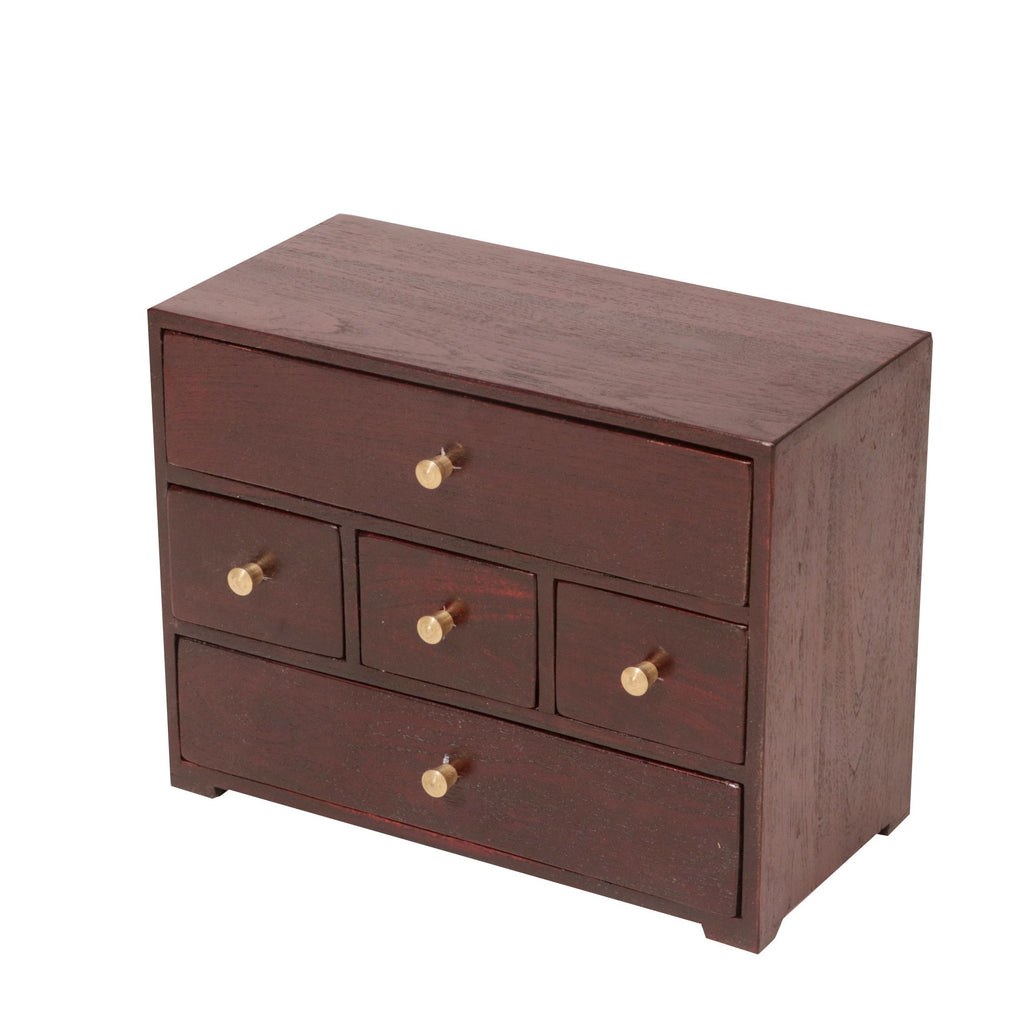 Luca Solid Wood 5 Drawer Desk Chest - Russet - product image 2