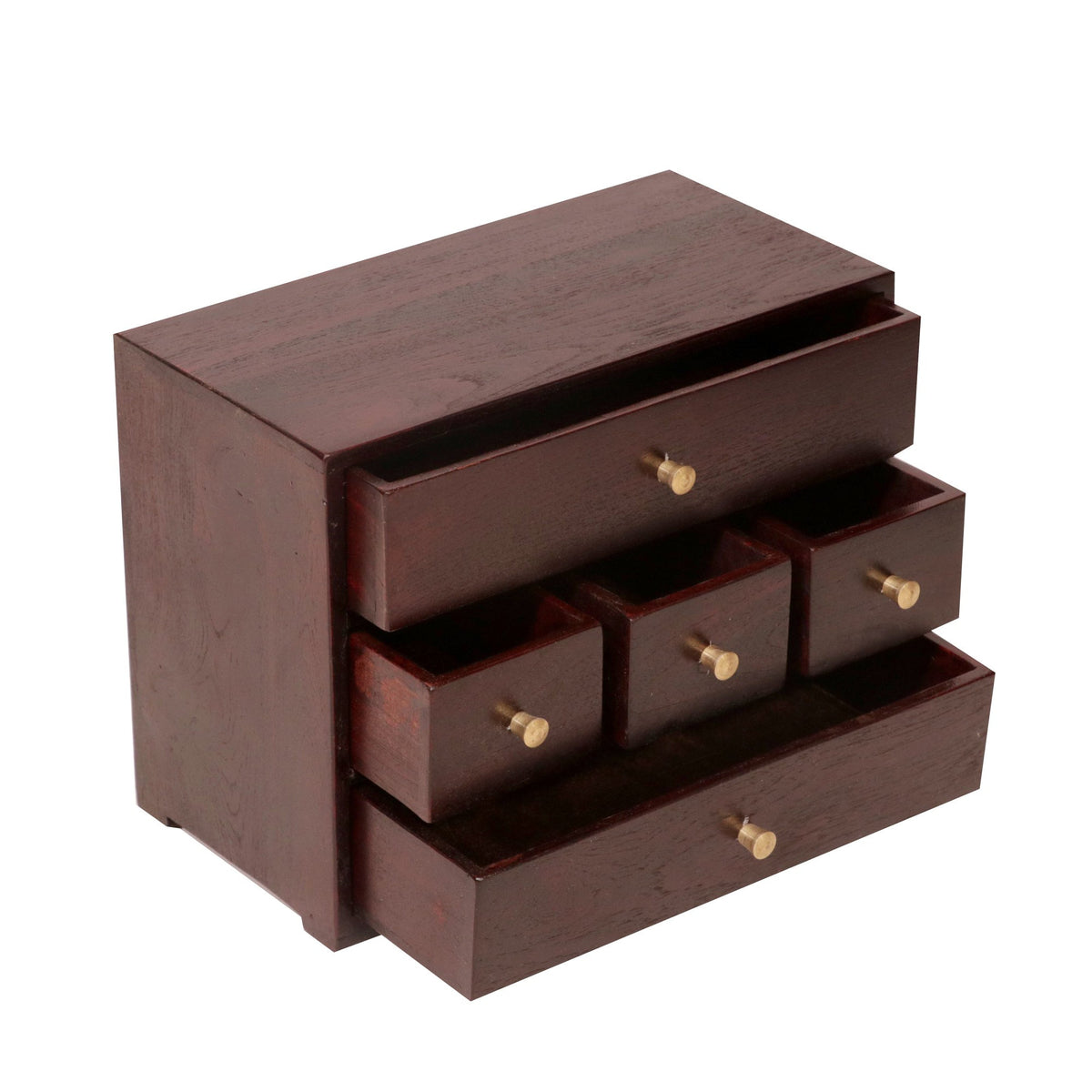 Luca Solid Wood 5 Drawer Desk Chest - Russet - product image 1
