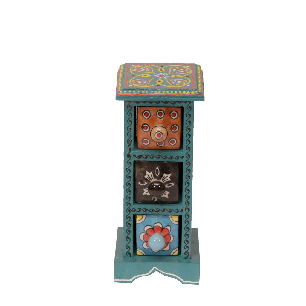 Maren 3 Drawer Ceramic Tower - Teal - product image 4