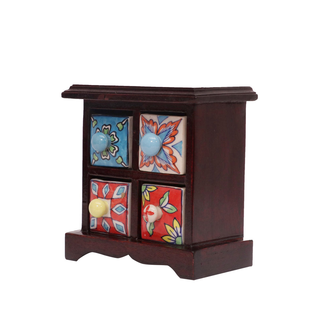 Miniature ceramic Bureau (Mahogany Color) Desk Organizer