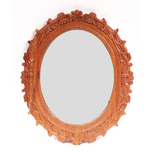 Anais Carved Round Wall Mirror — view 1