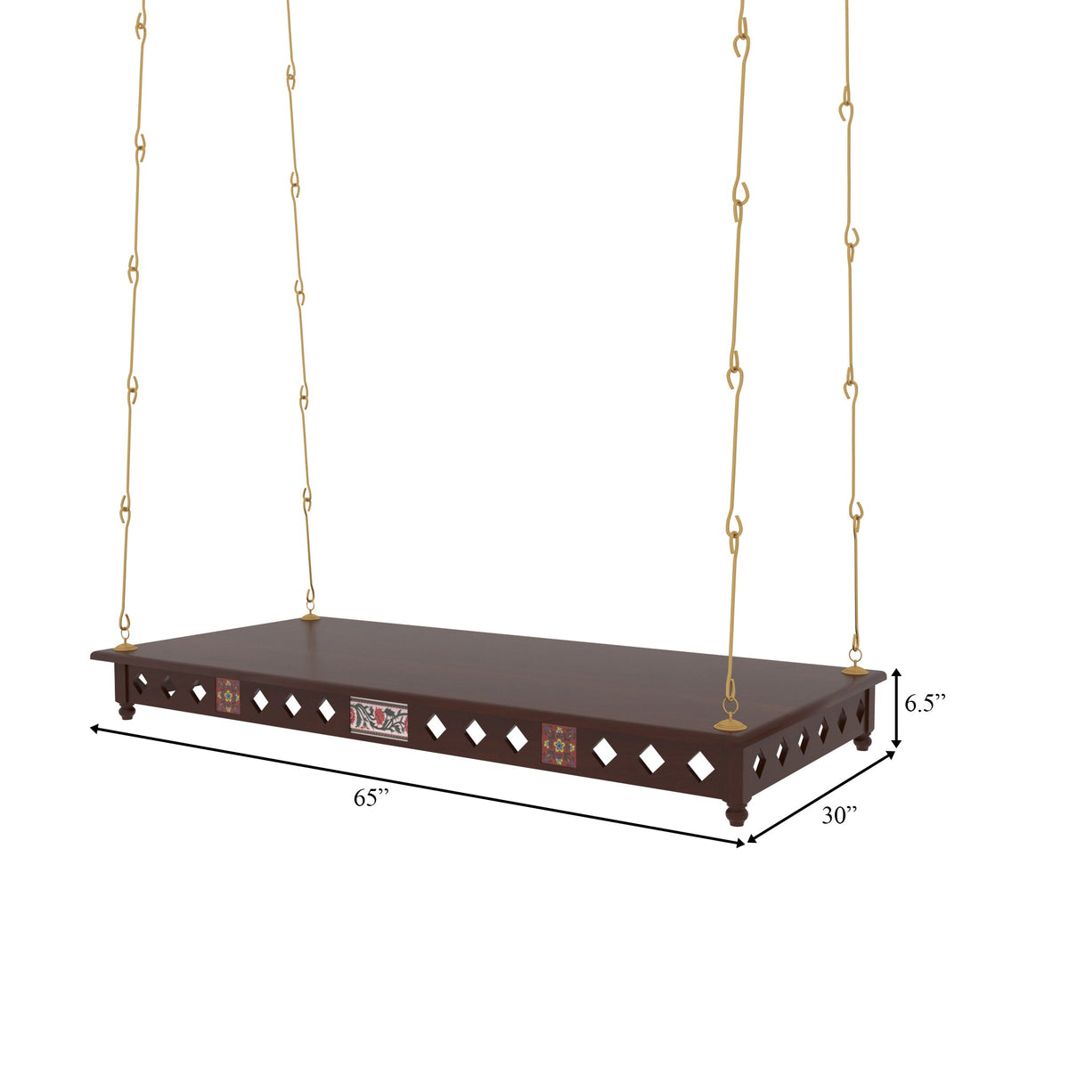 Evora Solid Wood Hanging Swing — view 5