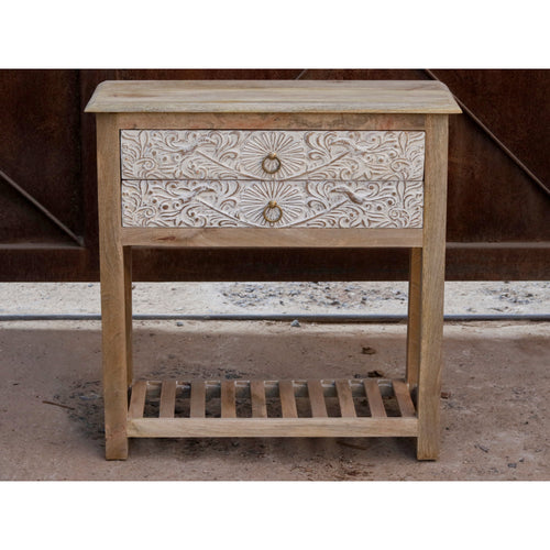 Calista Carved Distressed Drawer Chest — view 2