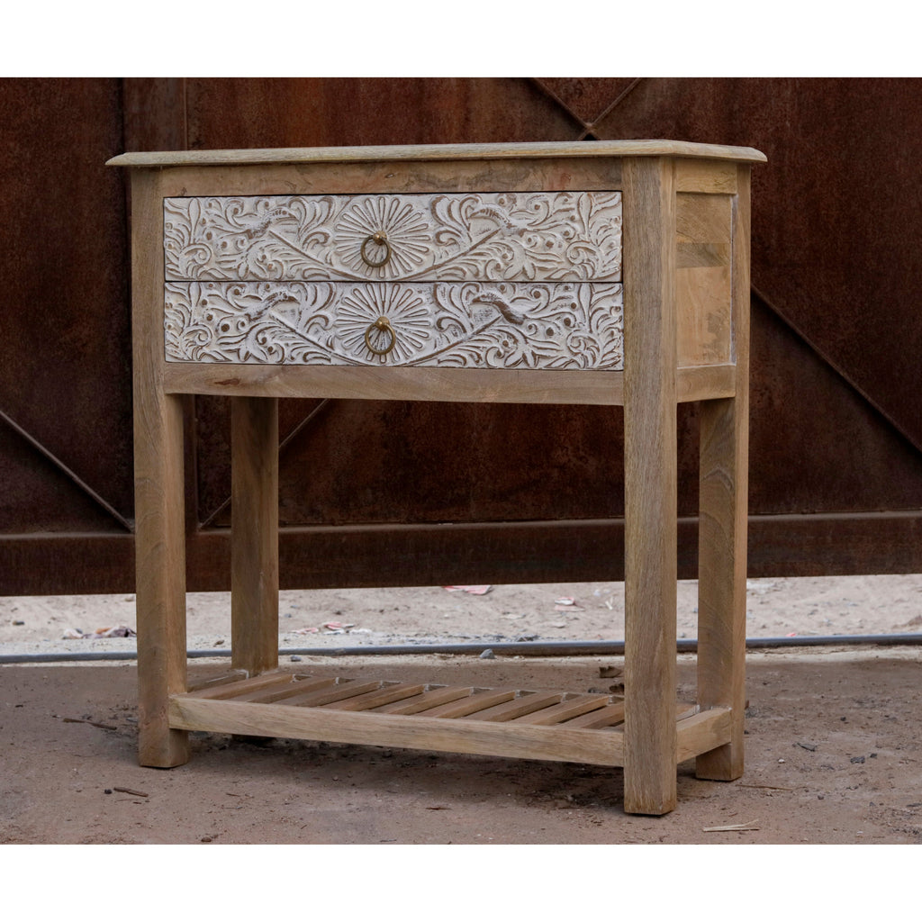 Calista Carved Distressed Drawer Chest — view 1