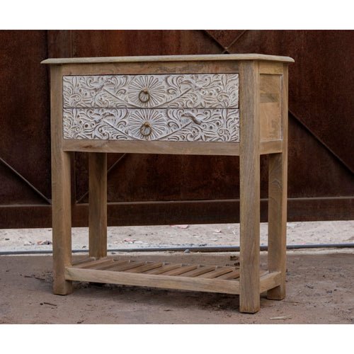 Calista Carved Distressed Drawer Chest — view 1