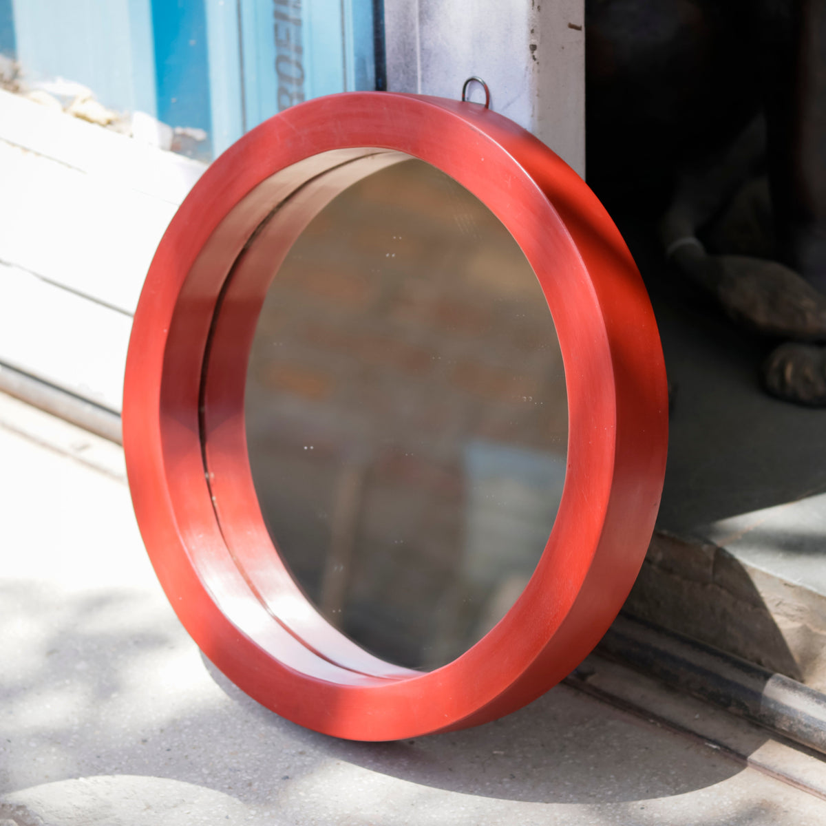Lucien Round Red Wall Mirror — view 1
