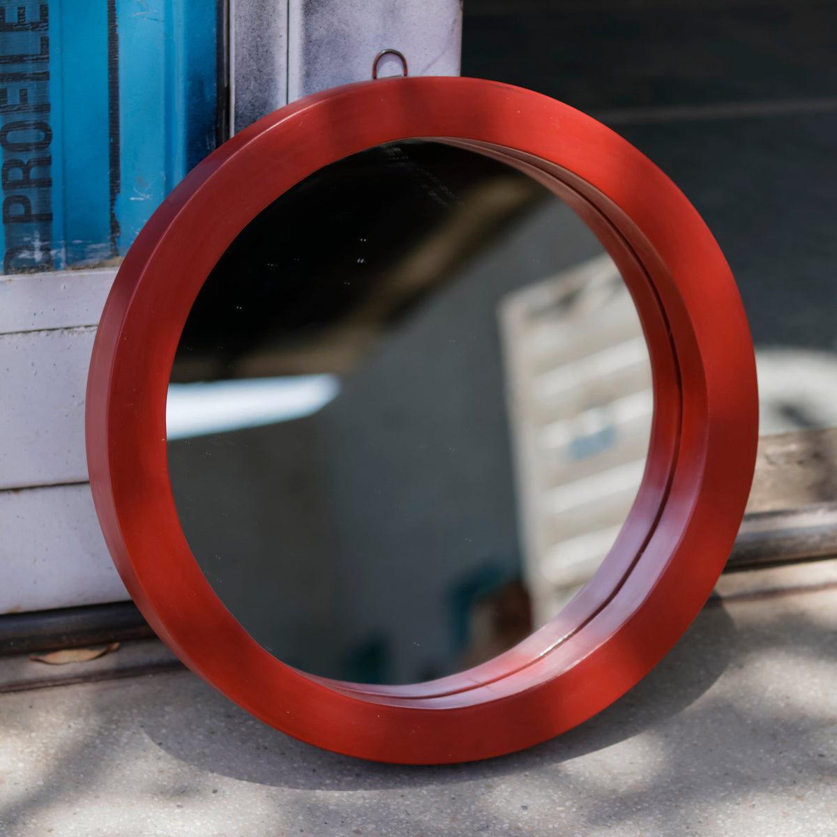 Lucien Round Red Wall Mirror — view 2