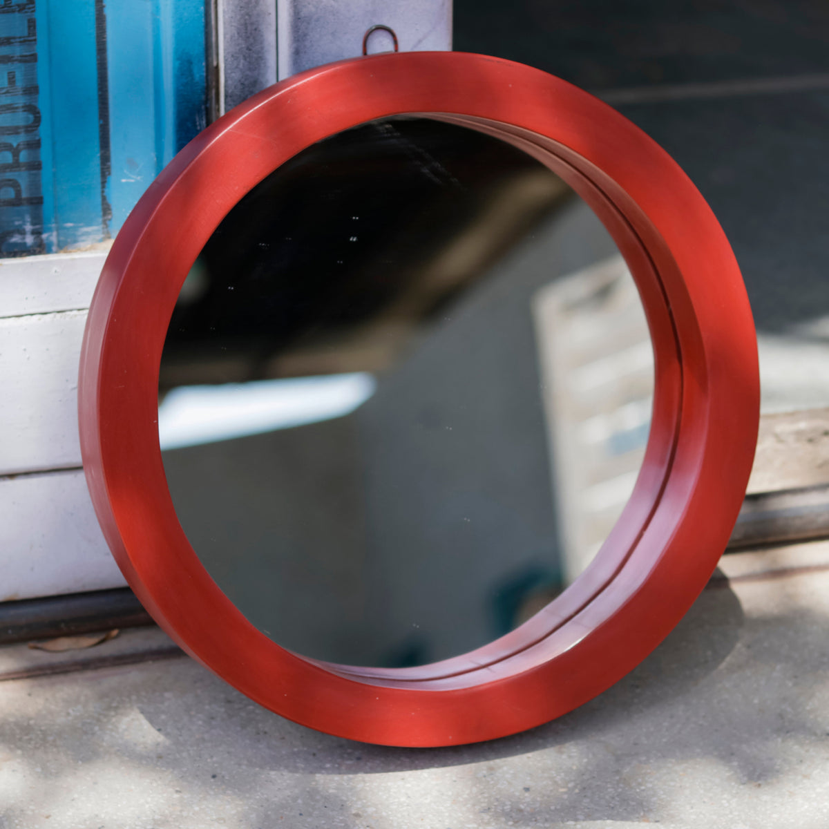 Lucien Round Red Wall Mirror — view 3