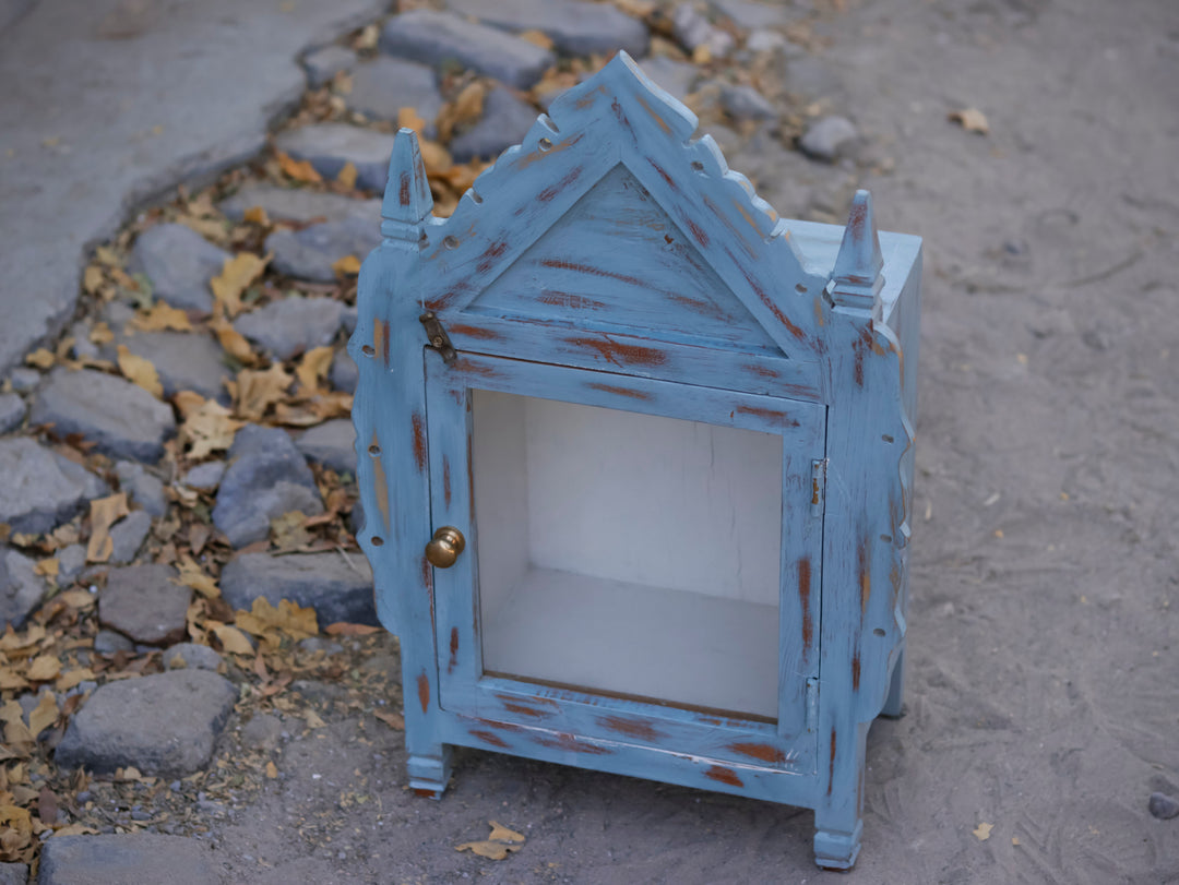 Reclaimed Rustic Blue Painted Wooden Altar