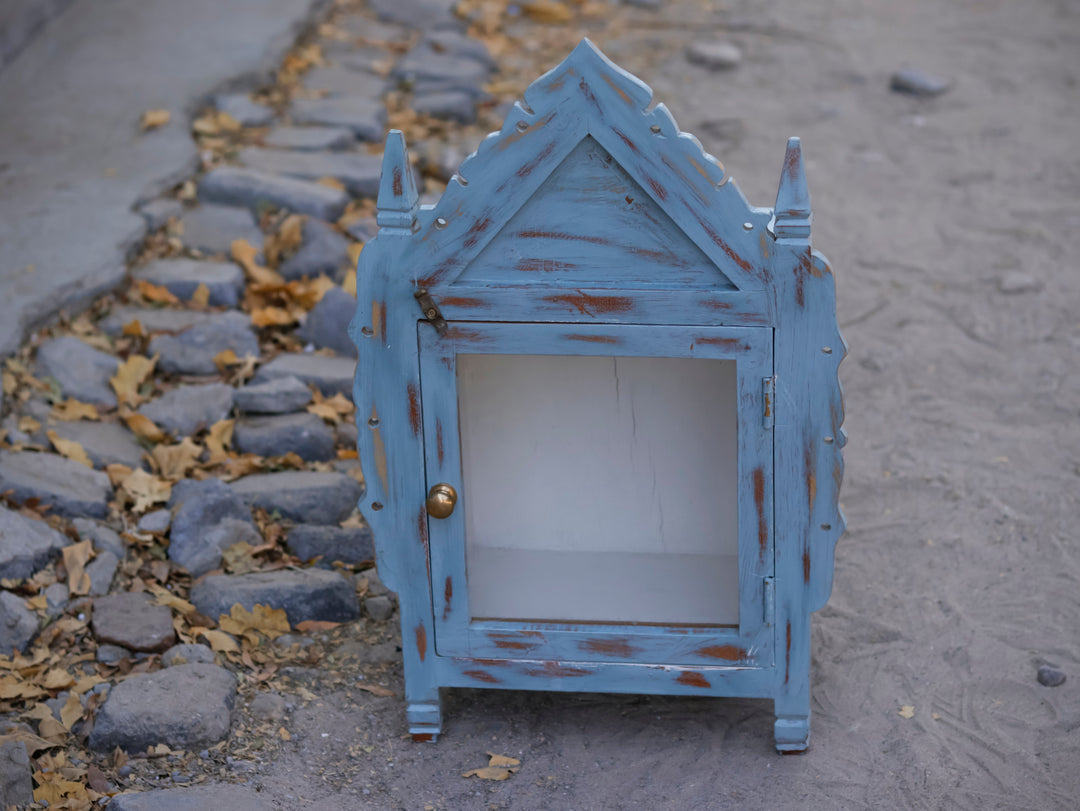 Reclaimed Rustic Blue Painted Wooden Altar