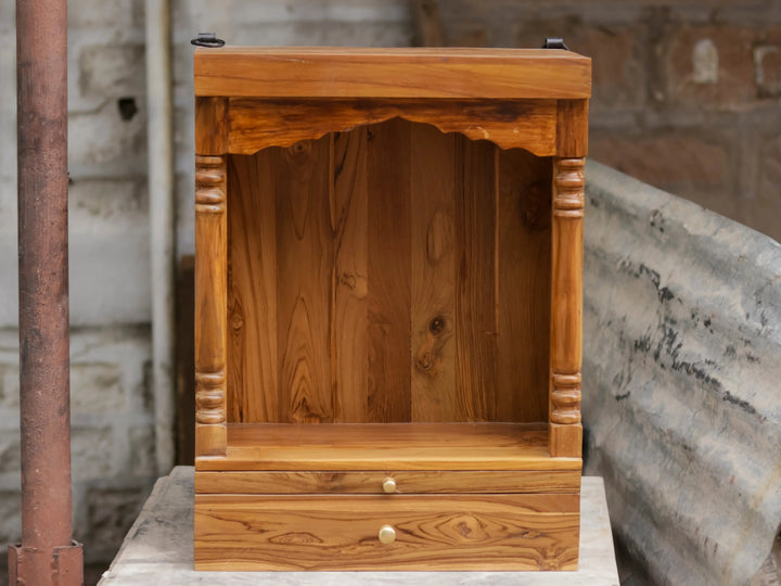 Natural Teak Single Drawer Wooden Altar