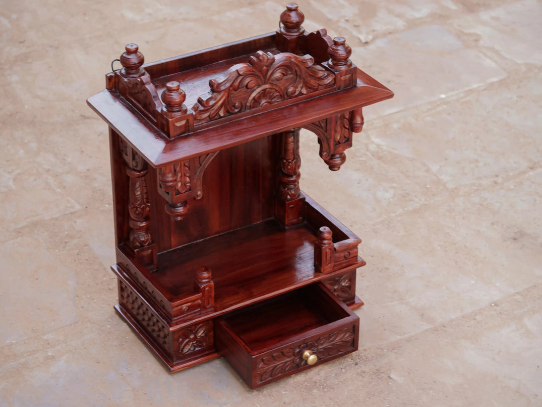 Ethnic Wooden Single Drawer Handmade Temple