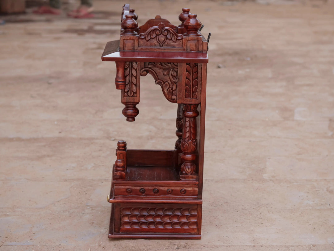 Ethnic Wooden Single Drawer Handmade Temple