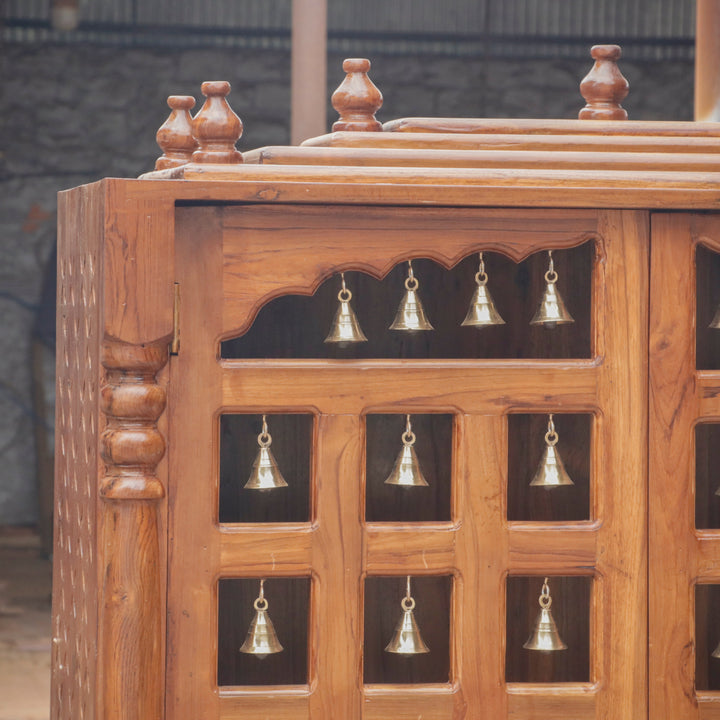 Wooden Brass Bell Door Temple