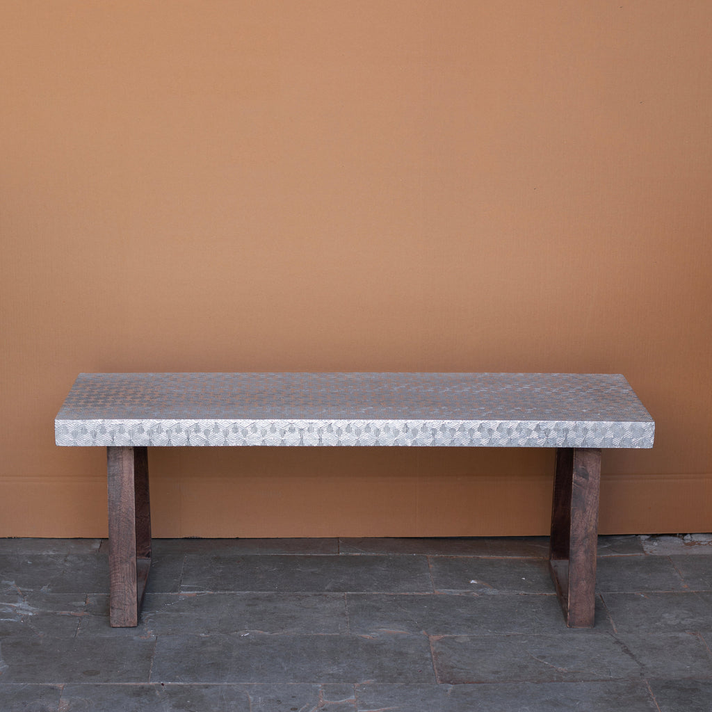 Arden Geometric Inlay Dining Table — view 1