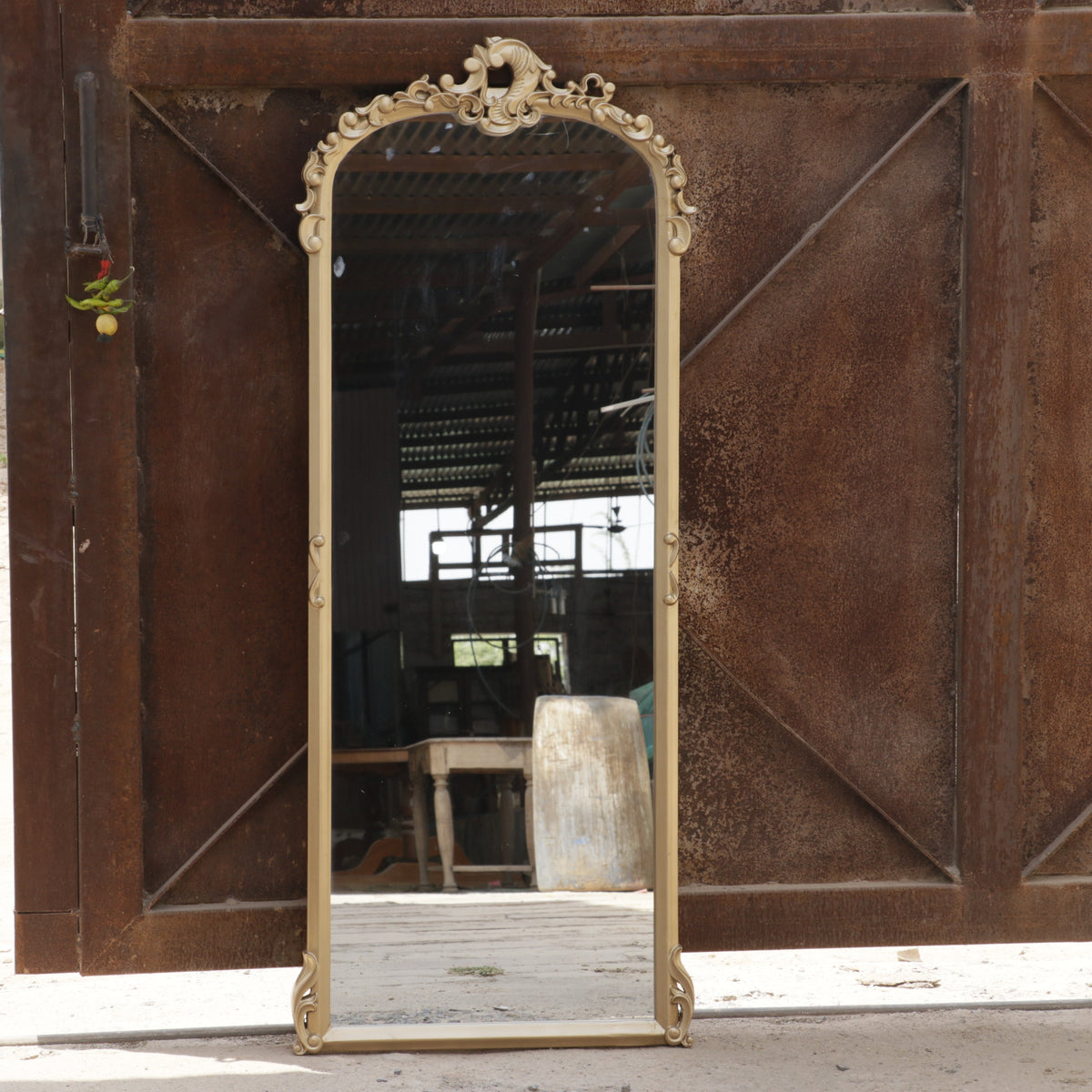Lyra Carved Vintage Wall Mirror — view 1