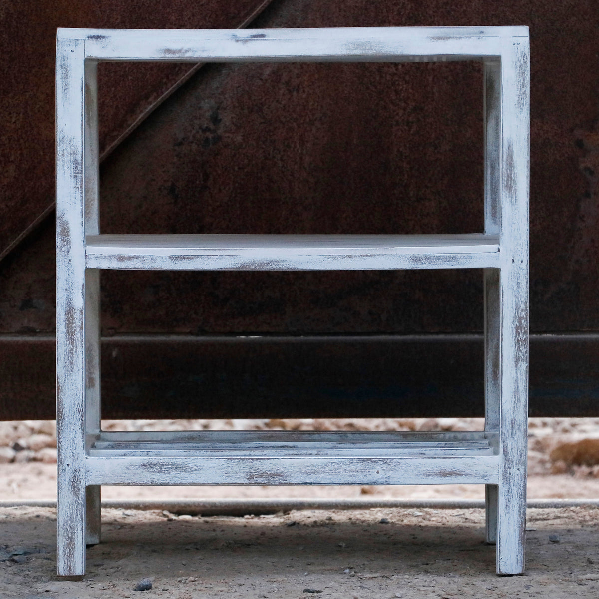 Mirabel Distressed White Engineered Wood Side Table — view 4