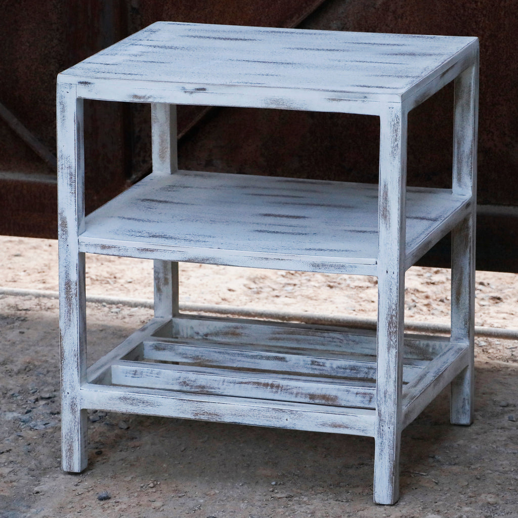 Mirabel Distressed White Engineered Wood Side Table — view 1
