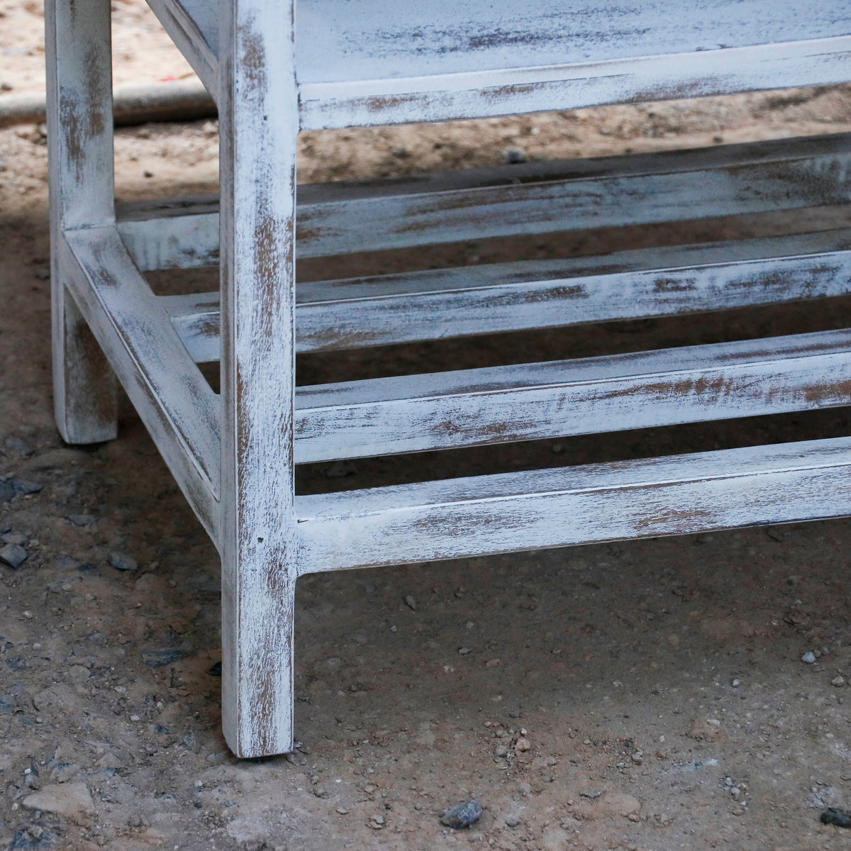 Mirabel Distressed White Engineered Wood Side Table — view 5