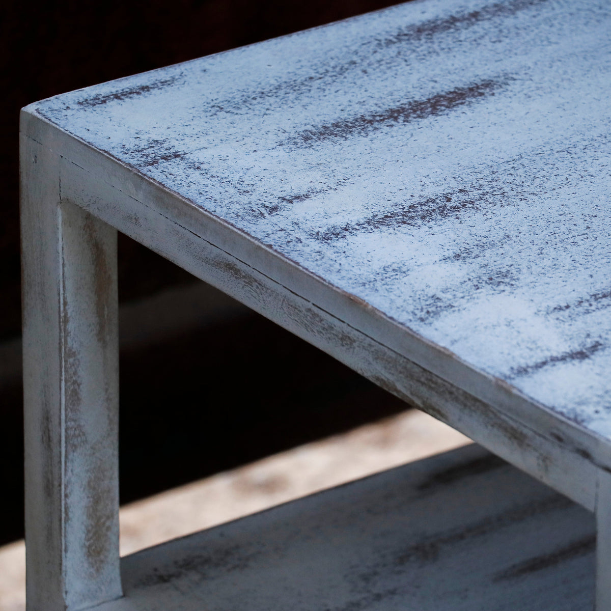 Mirabel Distressed White Engineered Wood Side Table — view 6