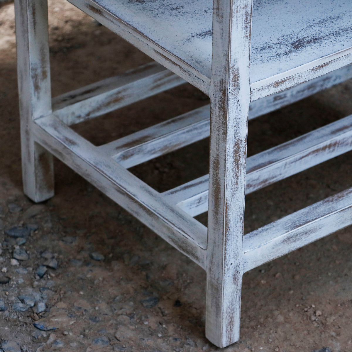 Mirabel Distressed White Engineered Wood Side Table — view 7