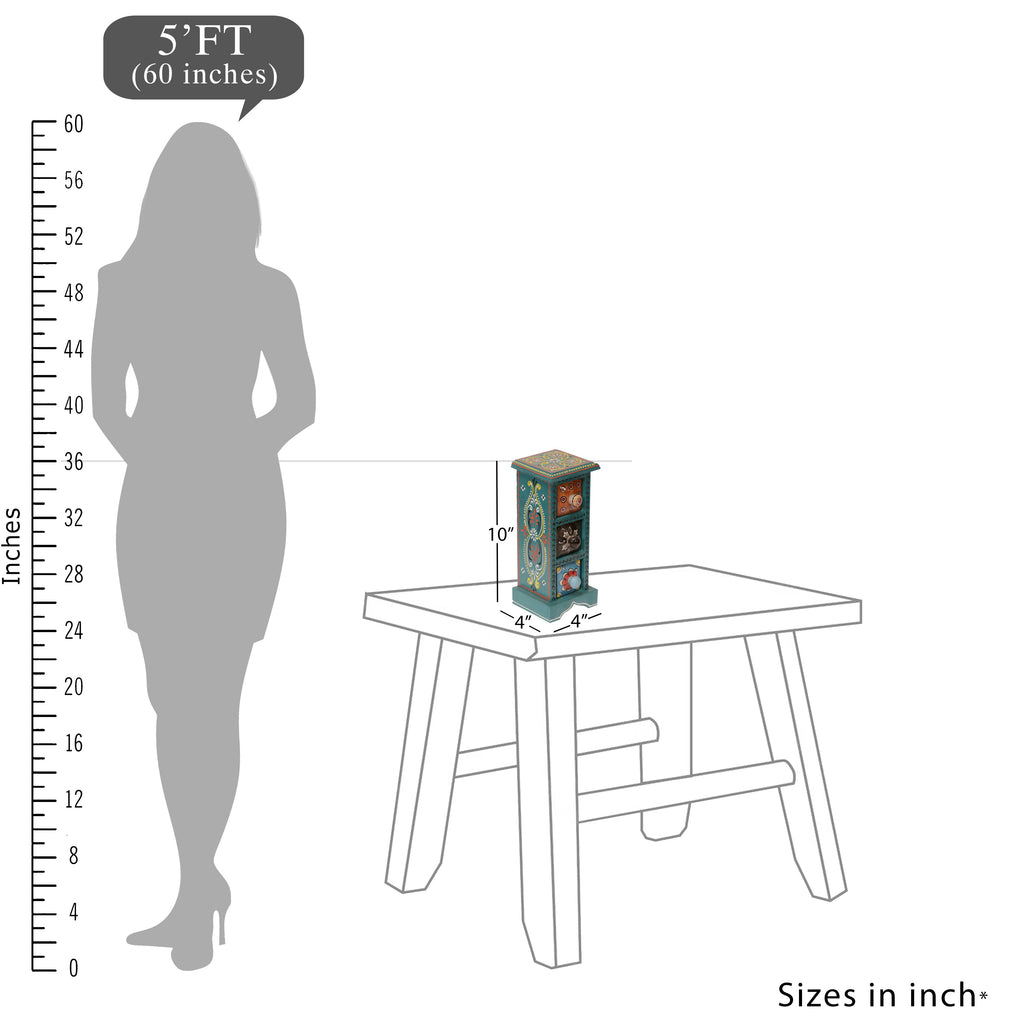 Maren 3 Drawer Ceramic Tower - Teal - product image 2