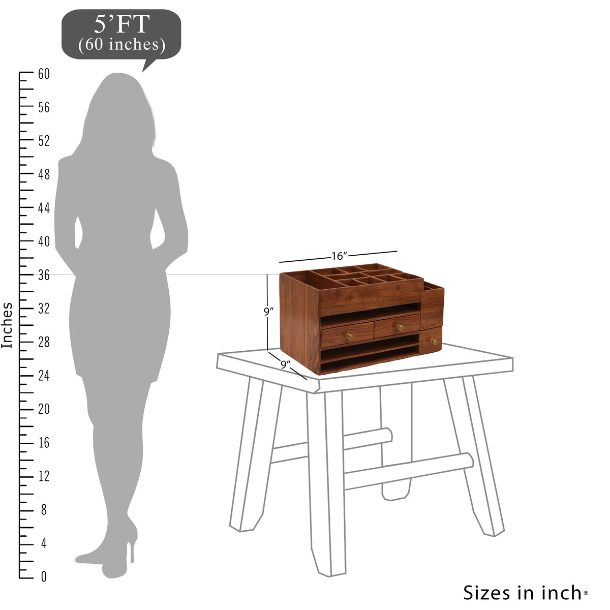 Leighton Solid Wood Drawer Desk Organizer - product image 2