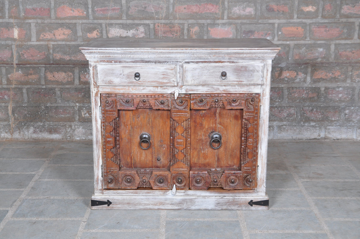 Aveline Distressed White Drawer Chest — view 1