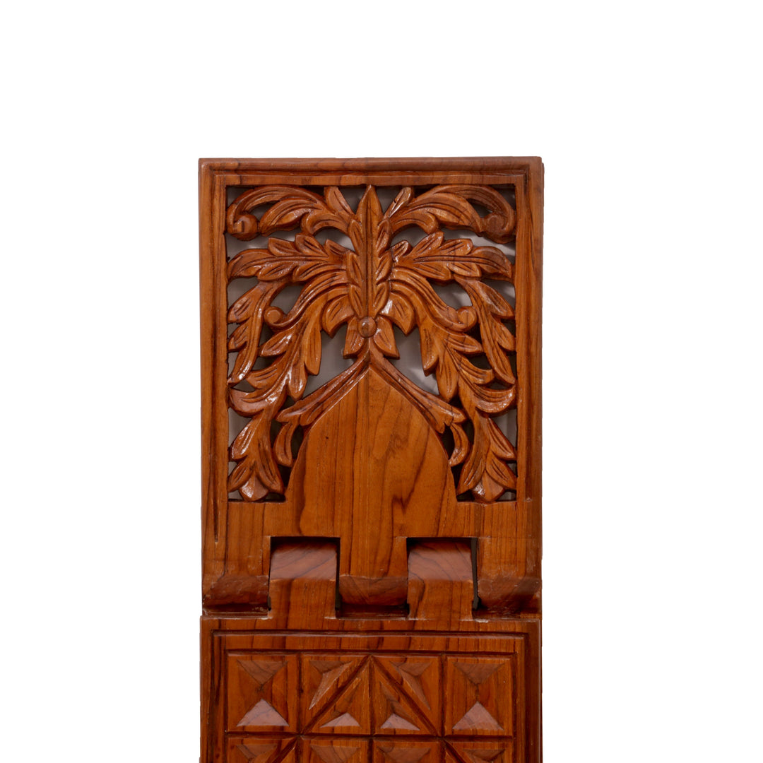 Teak wood Plank Folding Compact Book Stand Temple
