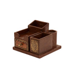 Briar Solid Wood Compact Desk Organizer - Dark - product image 3