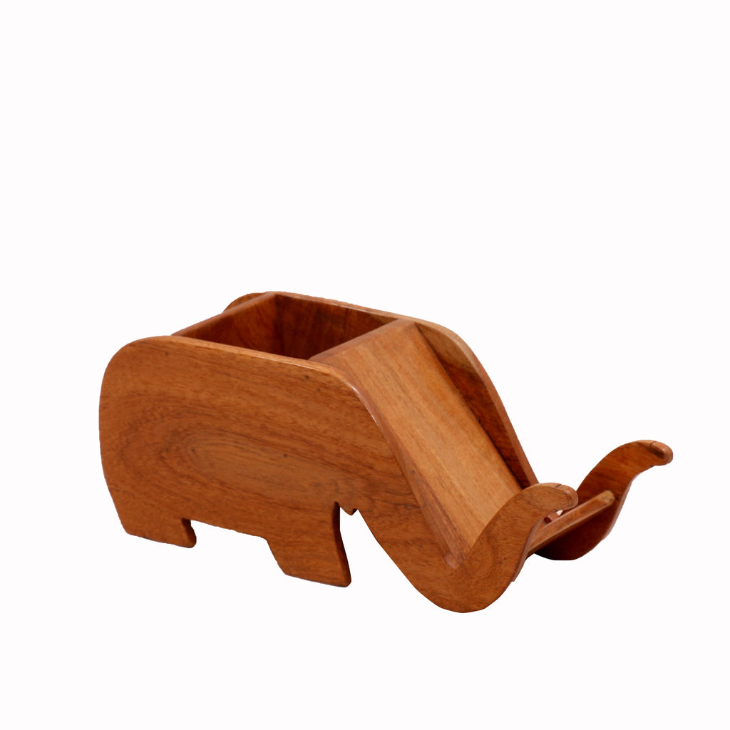 Indra Solid Wood Elephant Pen and Phone Holder - Natural - product image 4
