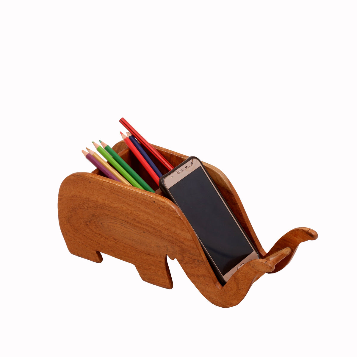 Indra Solid Wood Elephant Pen and Phone Holder - Natural - product image 6