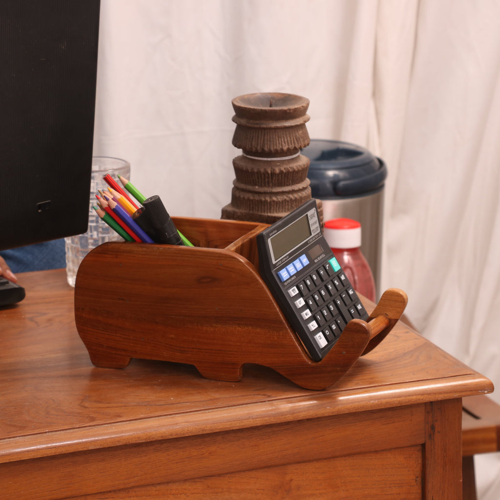 Gaja Solid Wood Elephant Desk Organizer - product image 1