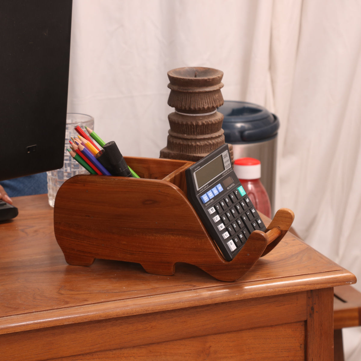Gaja Solid Wood Elephant Desk Organizer - product image 1