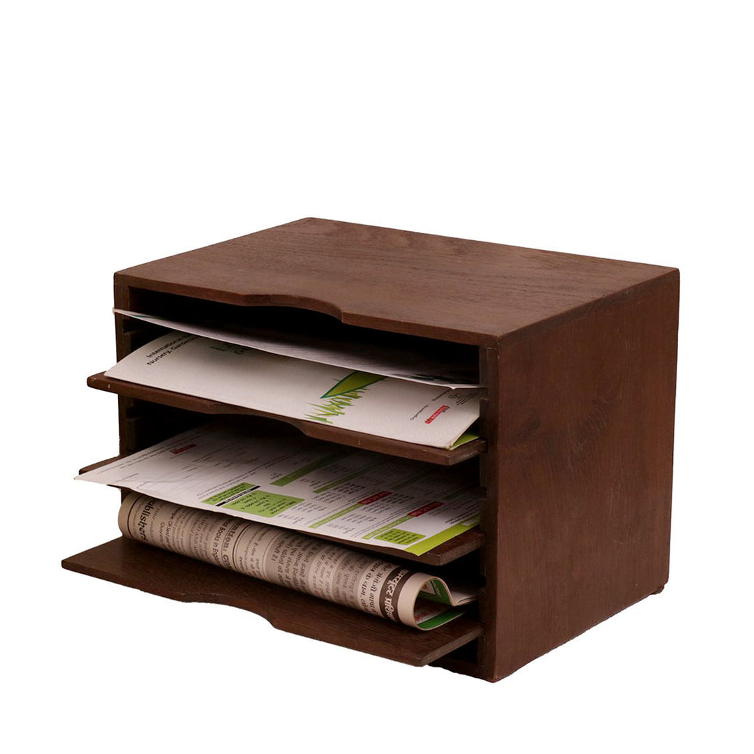 Horizontal Wooden Paper Rack Desk Organizer